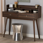 Load image into Gallery viewer, Baxton Studio Disa Mid-Century Modern Walnut Brown Finished 2-Drawer Desk
