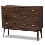 Load image into Gallery viewer, Baxton Studio Disa Mid-Century Modern Walnut Brown Finished 6-Drawer Dresser
