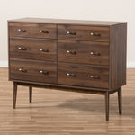 Load image into Gallery viewer, Baxton Studio Disa Mid-Century Modern Walnut Brown Finished 6-Drawer Dresser
