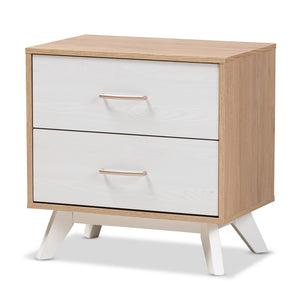 Baxton Studio Helena Mid-Century Modern Finished Wood 2-Drawer Nightstand