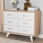 Load image into Gallery viewer, Baxton Studio Helena Mid-Century Modern Natural Oak And Whitewashed Finished Wood 6-Drawer Dresser
