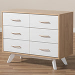 Load image into Gallery viewer, Baxton Studio Helena Mid-Century Modern Natural Oak And Whitewashed Finished Wood 6-Drawer Dresser
