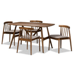 Load image into Gallery viewer, Baxton Studio Wyatt Mid-Century Modern Walnut Wood 5-Piece Dining Set
