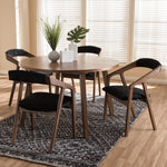 Load image into Gallery viewer, Baxton Studio Wendy Mid-Century Modern Black Fabric And Walnut Effect Wooden Dining Set
