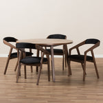 Load image into Gallery viewer, Baxton Studio Wendy Mid-Century Modern Black Fabric And Walnut Effect Wooden Dining Set
