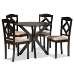 Load image into Gallery viewer, Baxton Studio Carlin Sand Fabric Upholstered And Dark Brown Finished Wood 5-Piece Dining Set
