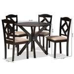 Load image into Gallery viewer, Baxton Studio Carlin Sand Fabric Upholstered And Dark Brown Finished Wood 5-Piece Dining Set
