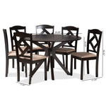 Load image into Gallery viewer, Baxton Studio Carlin Sand Fabric Upholstered And Dark Brown Finished Wood 7-Piece Dining Set
