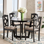 Load image into Gallery viewer, Baxton Studio Morigan Sand Fabric Upholstered And Dark Brown Finished Wood 5-Piece Dining Set
