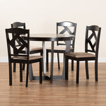 Load image into Gallery viewer, Baxton Studio Morigan Sand Fabric Upholstered And Dark Brown Finished Wood 5-Piece Dining Set
