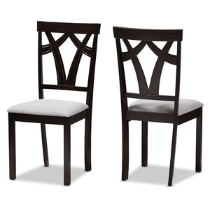 Baxton Studio Sylvia Modern And Contemporary Grey Fabric Upholstered And Dark Brown Finished Dining Chair Set Of 2