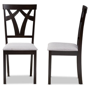 Baxton Studio Sylvia Modern And Contemporary Grey Fabric Upholstered And Dark Brown Finished Dining Chair Set Of 2