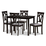 Load image into Gallery viewer, Baxton Studio Sylvia Modern And Contemporary Grey Fabric Upholstered And Dark Brown Finished 5-Piece Dining Set
