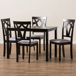 Load image into Gallery viewer, Baxton Studio Sylvia Modern And Contemporary Grey Fabric Upholstered And Dark Brown Finished 5-Piece Dining Set
