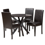 Load image into Gallery viewer, Baxton Studio Asli Modern Espresso Brown Faux Leather And Wood 5-Piece Dining Set
