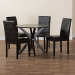 Load image into Gallery viewer, Baxton Studio Asli Modern Espresso Brown Faux Leather And Wood 5-Piece Dining Set
