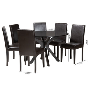 Baxton Studio Asli Modern Espresso Brown Faux Leather And Wood 7-Piece Dining Set