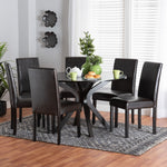 Load image into Gallery viewer, Baxton Studio Asli Modern Espresso Brown Faux Leather And Wood 7-Piece Dining Set
