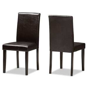 Baxton Studio Mia Modern And Contemporary Dark Brown Faux Leather Upholstered Dining Chair Set Of 2