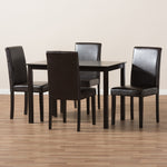 Load image into Gallery viewer, Baxton Studio Mia Modern And Contemporary Dark Brown Faux Leather Upholstered 5-Piece Dining Set
