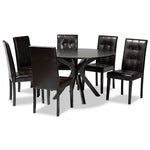 Load image into Gallery viewer, Baxton Studio Marie Modern And Contemporary Dark Brown Faux Leather Upholstered And Dark Brown Finished Wood 7-Piece Dining Set
