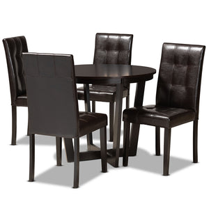 Baxton Studio Vida Modern And Contemporary Dark Brown Faux Leather Upholstered And Dark Brown Finished Wood 5-Piece Dining Set