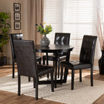 Load image into Gallery viewer, Baxton Studio Vida Modern And Contemporary Dark Brown Faux Leather Upholstered And Dark Brown Finished Wood 5-Piece Dining Set
