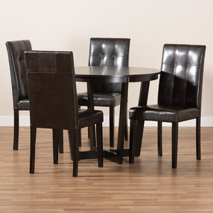 Baxton Studio Vida Modern And Contemporary Dark Brown Faux Leather Upholstered And Dark Brown Finished Wood 5-Piece Dining Set