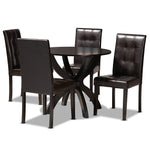 Load image into Gallery viewer, Baxton Studio Elira Modern And Contemporary Dark Brown Faux Leather Upholstered And Dark Brown Finished Wood 5-Piece Dining Set
