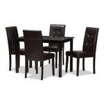 Load image into Gallery viewer, Baxton Studio Avery Modern And Contemporary Dark Brown Faux Leather Upholstered 5-Piece Dining Set
