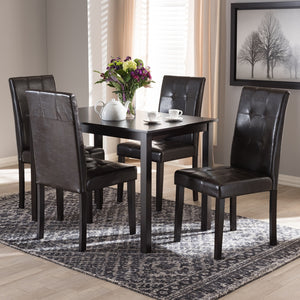 Baxton Studio Avery Modern And Contemporary Dark Brown Faux Leather Upholstered 5-Piece Dining Set