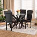 Load image into Gallery viewer, Baxton Studio Jeane Modern And Contemporary Dark Brown Faux Leather Upholstered And Dark Brown Finished Wood 5-Piece Dining Set
