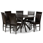 Load image into Gallery viewer, Baxton Studio Jeane Modern And Contemporary Dark Brown Faux Leather Upholstered And Dark Brown Finished Wood 7-Piece Dining Set
