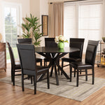 Load image into Gallery viewer, Baxton Studio Jeane Modern And Contemporary Dark Brown Faux Leather Upholstered And Dark Brown Finished Wood 7-Piece Dining Set
