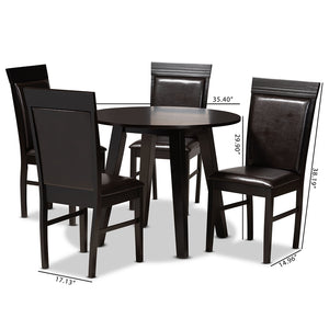 Baxton Studio Miya Modern And Contemporary Dark Brown Faux Leather Upholstered And Dark Brown Finished Wood 5-Piece Dining Set