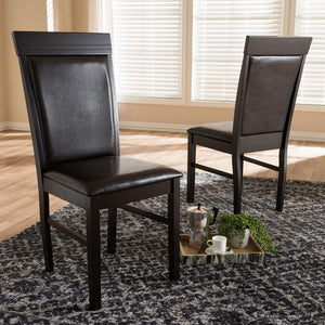 Baxton Studio Thea Modern And Contemporary Dark Brown Faux Leather Upholstered Dining Chair Set Of 2