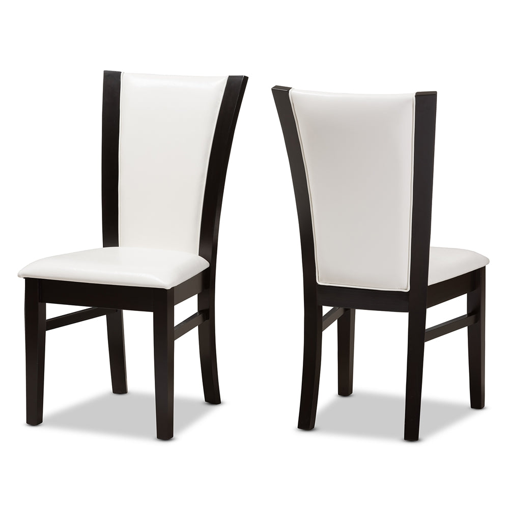 Baxton Studio Adley Modern And Contemporary 5-Piece Dark Brown Finished White Faux Leather Dining Set