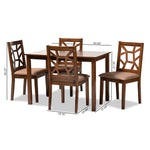 Load image into Gallery viewer, Baxton Studio Abilene Mid-Century Light Brown Fabric Upholstered And Walnut Brown Finished 5-Piece Wood Dining Set
