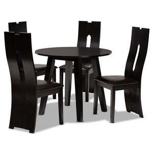 Baxton Studio Torin Modern And Contemporary Dark Brown Faux Leather Upholstered And Dark Brown Finished Wood 5-Piece Dining Set