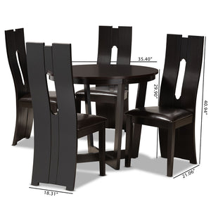 Baxton Studio Sorley Modern And Contemporary Dark Brown Faux Leather Upholstered And Dark Brown Finished Wood 5-Piece Dining Set