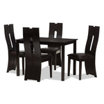 Load image into Gallery viewer, Baxton Studio Alani Modern And Contemporary Dark Brown Faux Leather Upholstered 5-Piece Dining Set
