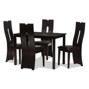 Baxton Studio Alani Modern And Contemporary Dark Brown Faux Leather Upholstered 5-Piece Dining Set