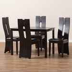 Load image into Gallery viewer, Baxton Studio Alani Modern And Contemporary Dark Brown Faux Leather Upholstered 5-Piece Dining Set
