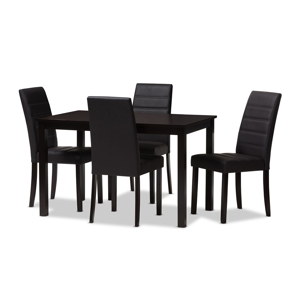 Baxton Studio Lorelle Modern And Contemporary Brown Faux Leather Upholstered 5-Piece Dining Set