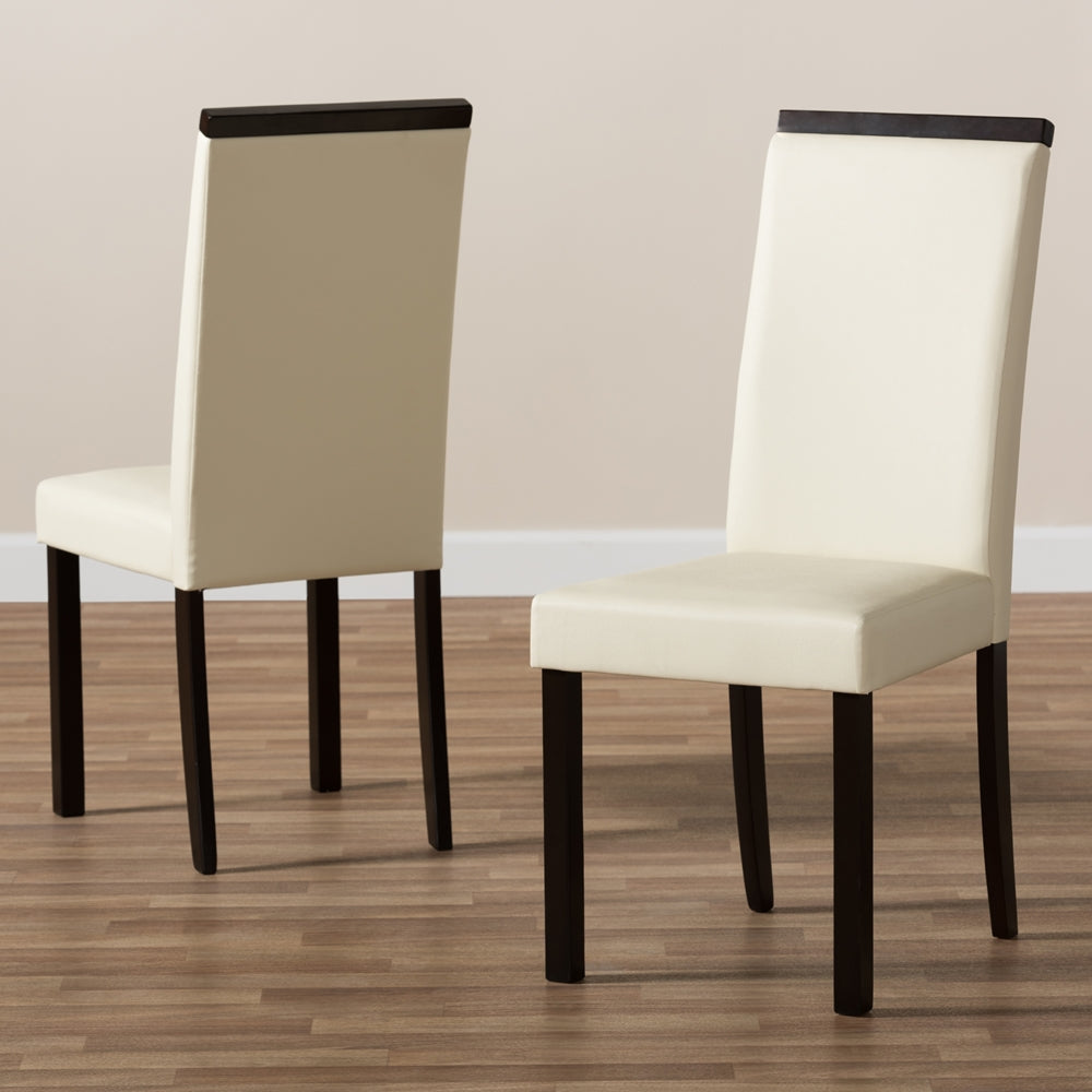 Baxton Studio Daveney Modern And Contemporary Cream Faux Leather Upholstered Dining Chair Set Of 2