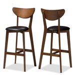 Load image into Gallery viewer, Baxton Studio Eline Mid-Century Modern Black Faux Leather Upholstered Walnut Finished Bar Stool (Set Of 2)
