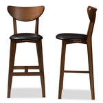 Load image into Gallery viewer, Baxton Studio Eline Mid-Century Modern Black Faux Leather Upholstered Walnut Finished Bar Stool (Set Of 2)
