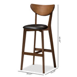 Load image into Gallery viewer, Baxton Studio Eline Mid-Century Modern Black Faux Leather Upholstered Walnut Finished Bar Stool (Set Of 2)
