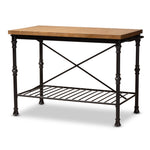 Load image into Gallery viewer, Baxton Studio Perin Vintage Rustic Industrial Style Wood And Bronze-Finished Steel Multipurpose Kitchen Island Table
