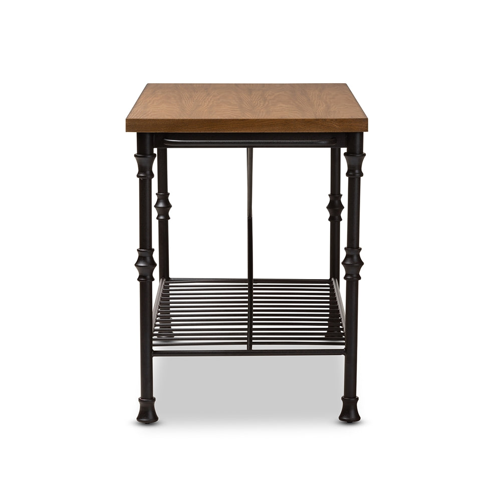 Baxton Studio Perin Vintage Rustic Industrial Style Wood And Bronze-Finished Steel Multipurpose Kitchen Island Table